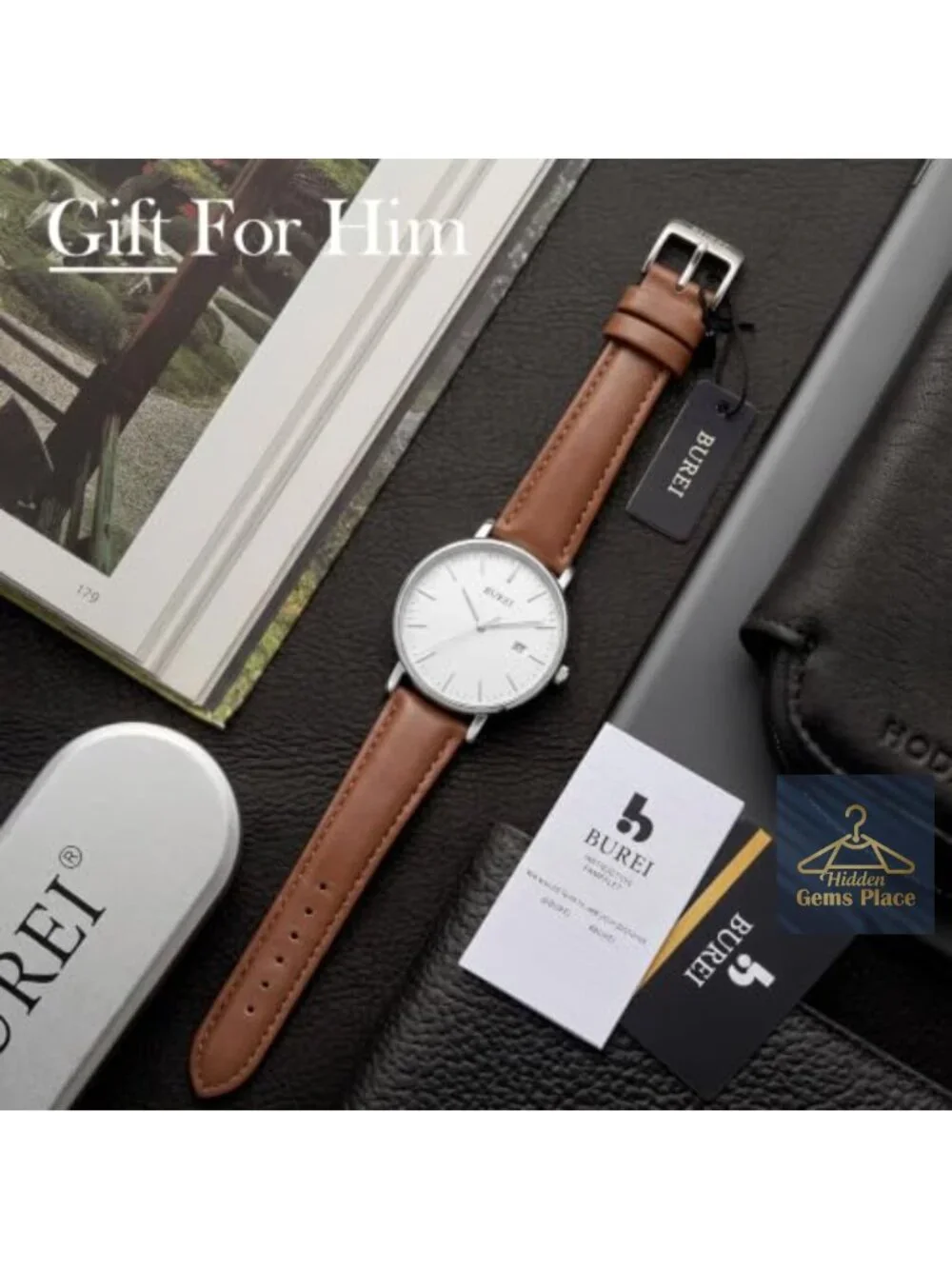 Ultra Thin Minimalist Men Watch Analog Waterproof Leather Stainless Steel